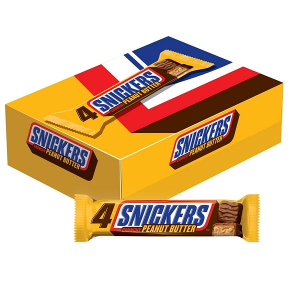 SNICKERS Crunchy Peanut FEV6&nbsp;Butter Squared Sharing Size Chocolate Candy Bars 3.56-Ounce Bar 18-Count Box