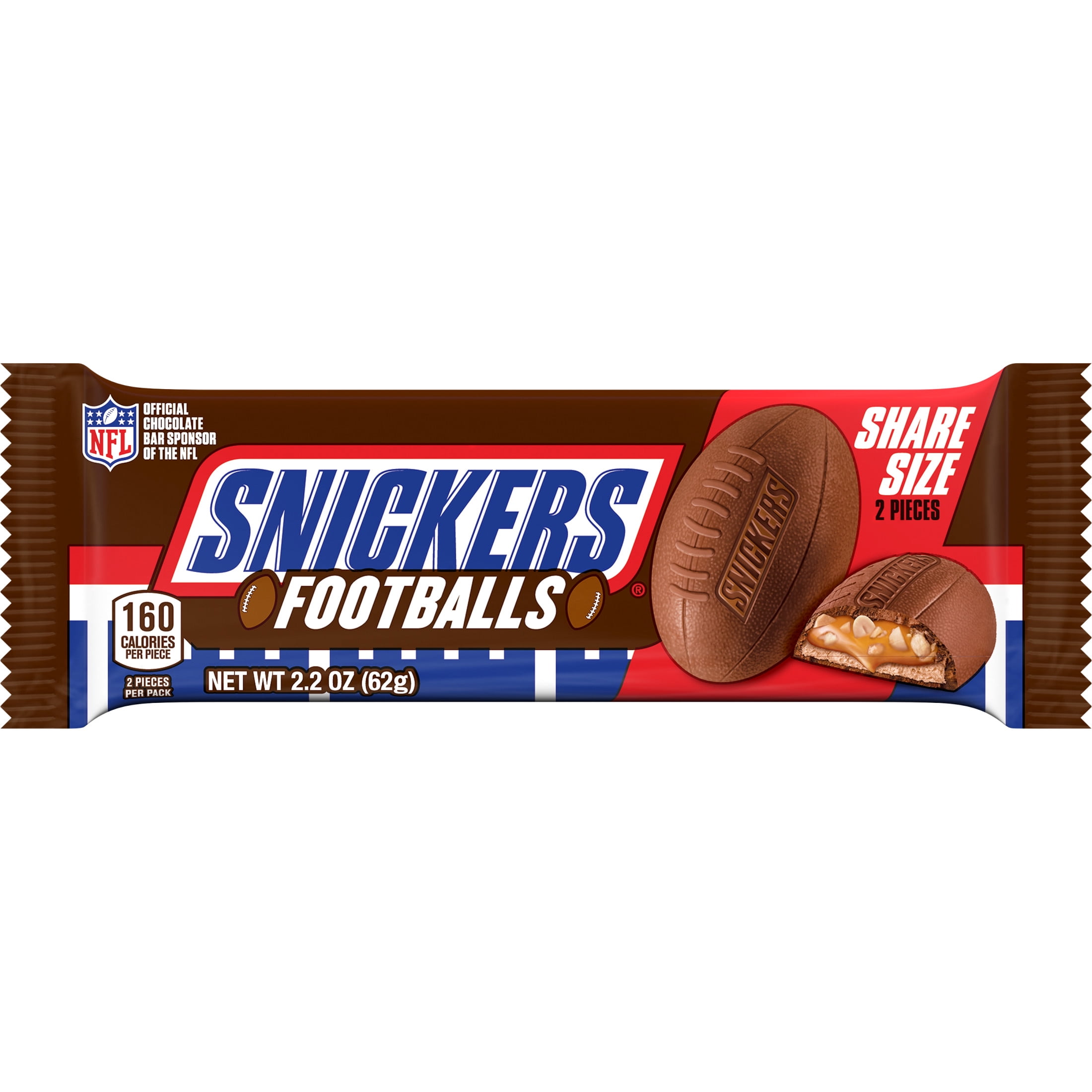 Snickers Football Milk Chocolate Bars, Share Size - 2.2 oz Pack