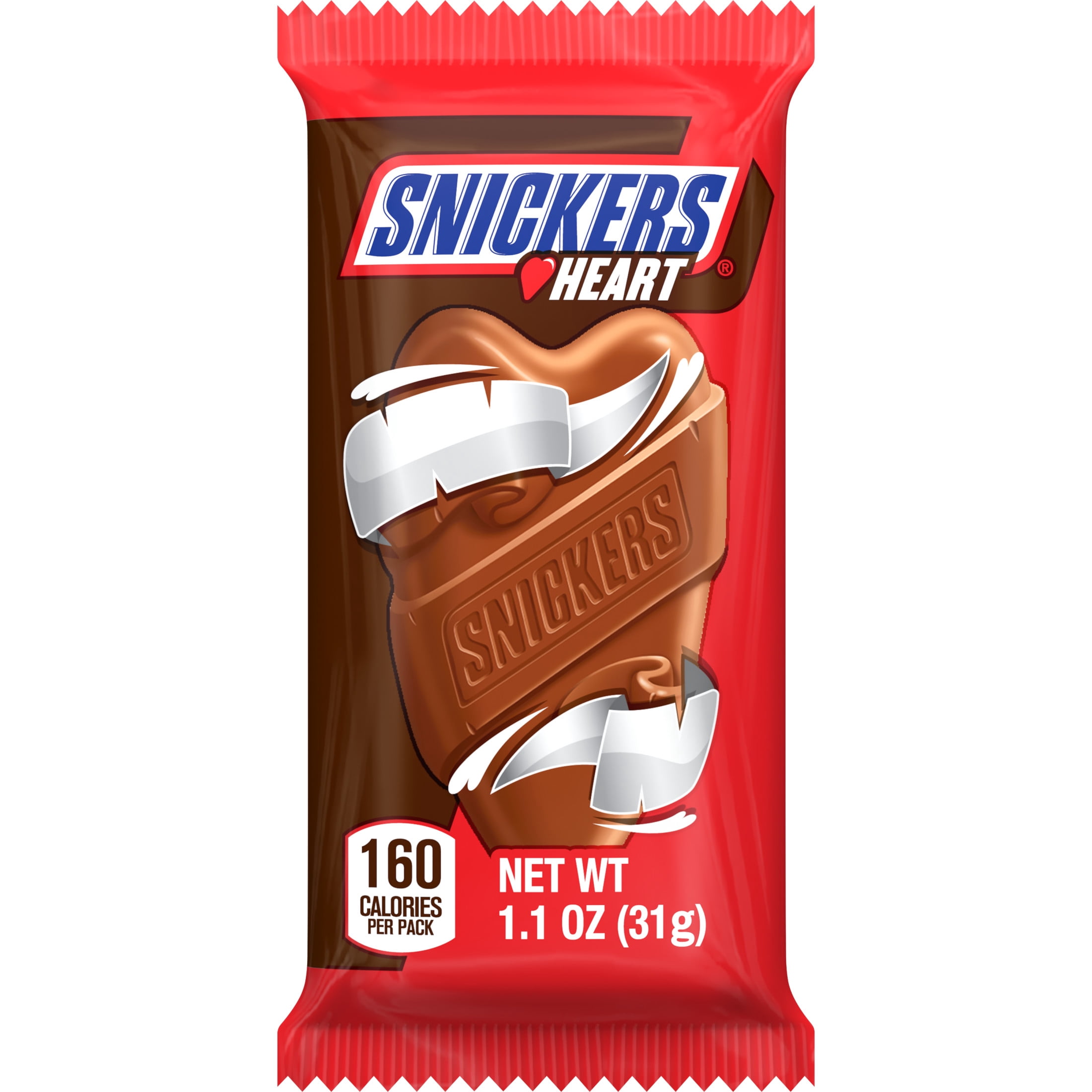 Snickers Milk Chocolate Hearts Valentines Day Candy - 1.10 Oz Bar