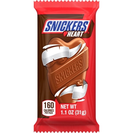 Snickers Milk Chocolate Hearts Valentines Day Candy - 1.10 Oz Bar