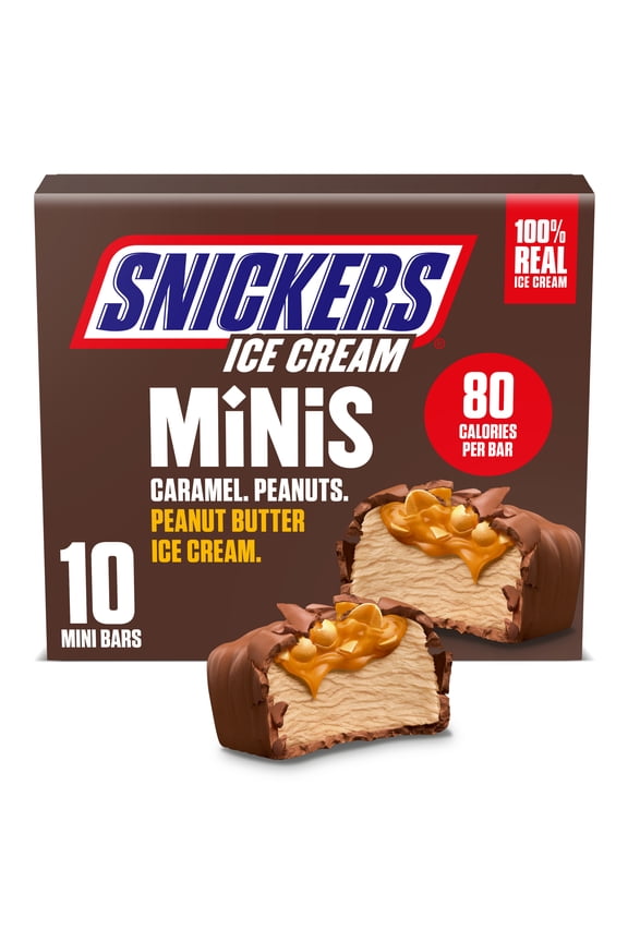 Ice Cream Minis, Milk Chocolatey Caramel Peanut Butter Ice Cream Bars, 10 Pack, 9.5 Oz
