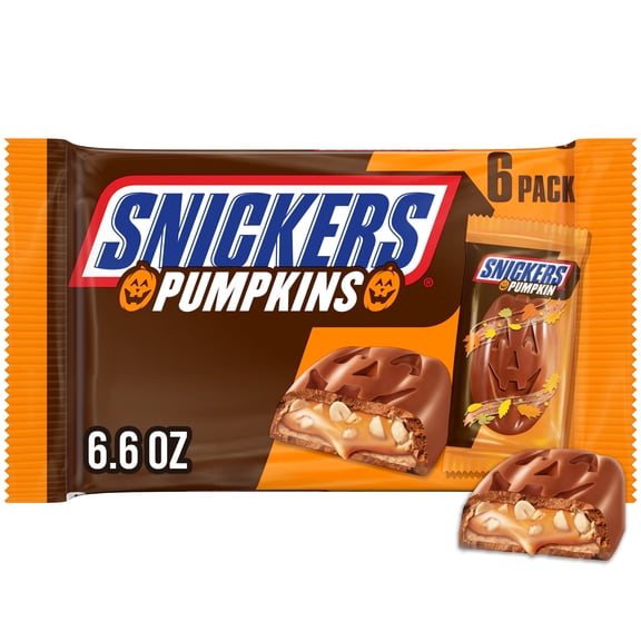 Snickers Pumpkin Milk Chocolate Halloween Candy Bulk Pack of 6 - 1.1 oz