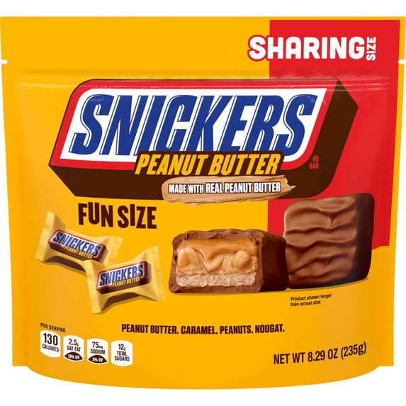 Snickers Fun Size Peanut Butter Chocolate Bars , Sharing Size - 8.29 oz Bag