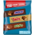 thumbnail image 1 of SNICKERS, TWIX, & MILKY WAY Minis Chocolate MDH1Candy Bars Variety Pack, 150 Ct Bulk Bag, 1 of 3
