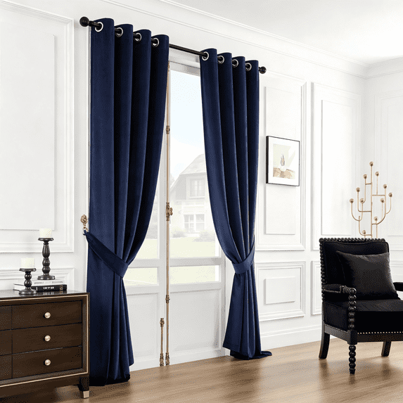 SNITIE 2 Panels Luxury Velvet Light Filtering Curtains, Thermal Insulated Grommet Drapes for Living Room, Super Soft Window Curtains for Home Decor