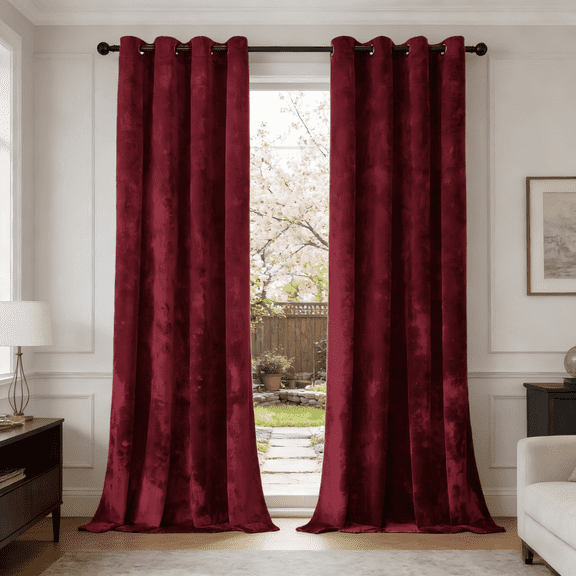 SNITIE Crushed Velvet Grommet Curtains, 2 Panels Luxurious Thermal Insulated Soundproof Drapes, Light-Filtering Soft Durable Window Treatments for Living Room Office
