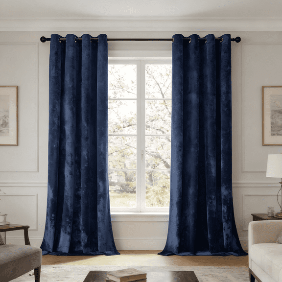 SNITIE Crushed Velvet Grommet Curtains, 2 Panels Luxurious Thermal Insulated Soundproof Drapes, Light-Filtering Soft Durable Window Treatments for Living Room Office