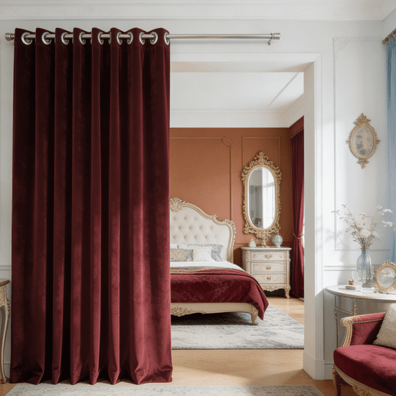 SNITIE Multi-Purpose Velvet Privacy Curtain 1 Panel, 16 Metal Grommets, Wide Room Divider, Door Curtain, Window Drapes & Space Partition Screen, 3 Sizes & 14 Color Options