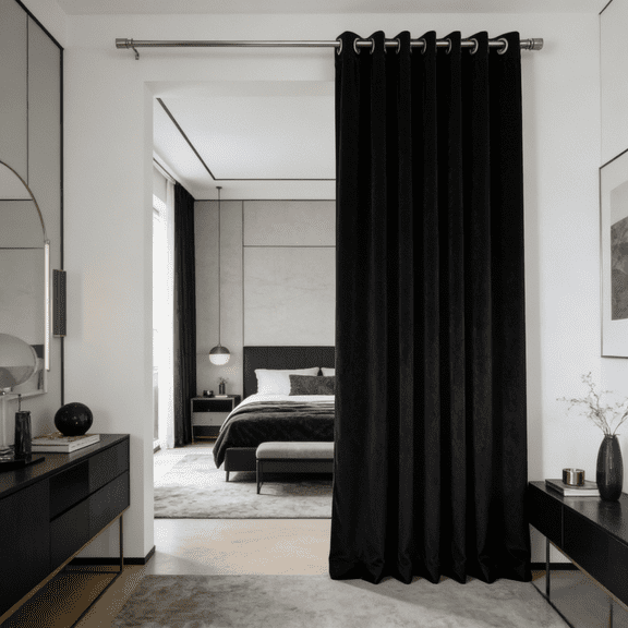 SNITIE Multi-Purpose Velvet Privacy Curtain 1 Panel, 16 Metal Grommets, Wide Room Divider, Door Curtain, Window Drapes & Space Partition Screen, 3 Sizes & 14 Color Options