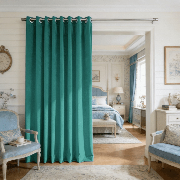 SNITIE Multi-Purpose Velvet Privacy Curtain 1 Panel, 16 Metal Grommets, Wide Room Divider, Door Curtain, Window Drapes & Space Partition Screen, 3 Sizes & 14 Color Options
