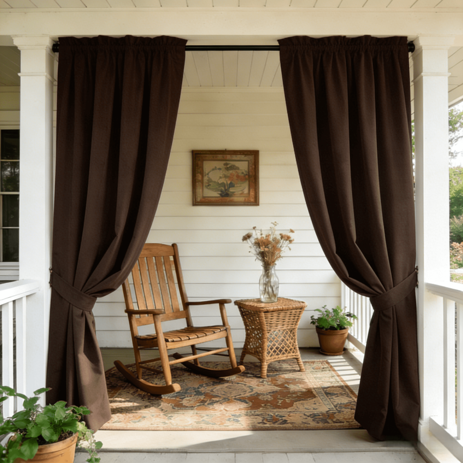 SNITIE Outdoor Curtains 2 Panels, Rod Pocket Water Resistant Outdoor Patio Curtains for Porch, Pergola, Cabana, 14 Colors Available, Multiple Sizes (52"x84"/52"x96"/52"x108")