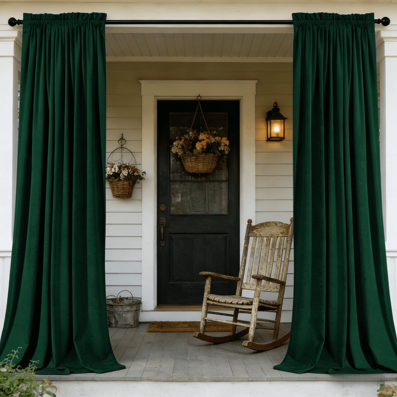 SNITIE Outdoor Curtains 2 Panels, Rod Pocket Water Resistant Outdoor Patio Curtains for Porch, Pergola, Cabana, 14 Colors Available, Multiple Sizes (52"x84"/52"x96"/52"x108")