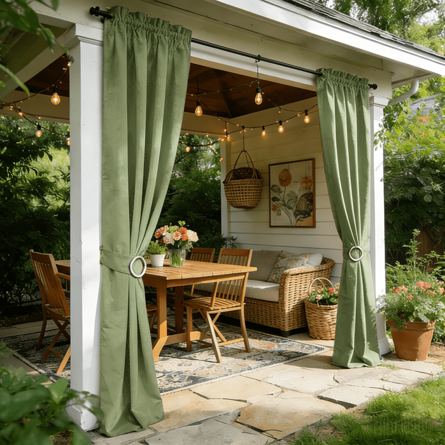 SNITIE Outdoor Curtains 2 Panels, Rod Pocket Water Resistant Outdoor Patio Curtains for Porch, Pergola, Cabana, 14 Colors Available, Multiple Sizes (52"x84"/52"x96"/52"x108")