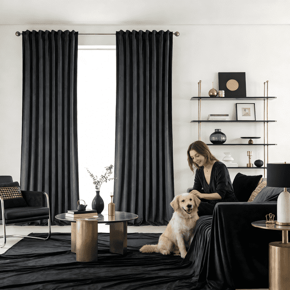 SNITIE Velvet Curtains 2-Panel Set – Light Filtering Thermal Insulated Drapes, Rod Pocket & Back Tab Design for Living Room, Bedroom, Office