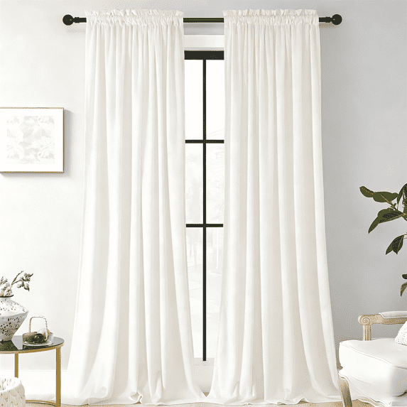 SNITIE Velvet Curtains 2 Panels, Thermal Insulated Rod Pocket Curtains, Soft Privacy Light-Filtering Velvet Drapes for Bedroom Living Room