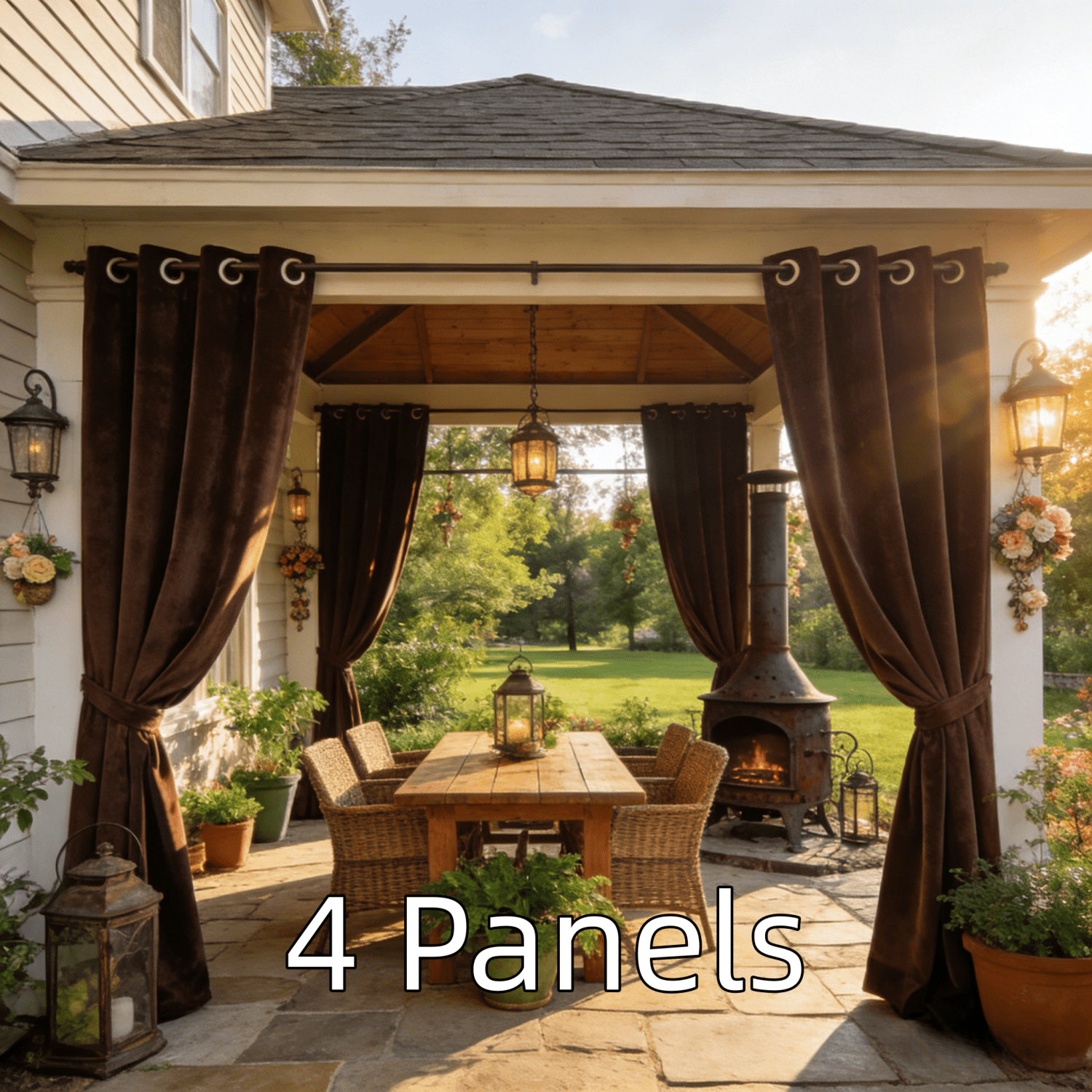 SNITIE Velvet Outdoor Curtains 52x84/96/108 Inch Set of 4 - Grommet Top, UV & Water Resistant, Fade-Resistant, Machine Washable for Gazebo Patio Porch