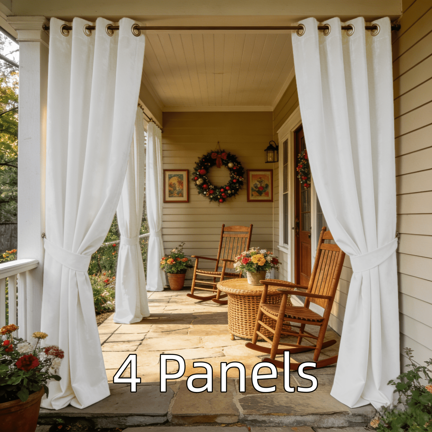 SNITIE Velvet Outdoor Curtains 52x84/96/108 Inch Set of 4 - Grommet Top, UV & Water Resistant, Fade-Resistant, Machine Washable for Gazebo Patio Porch