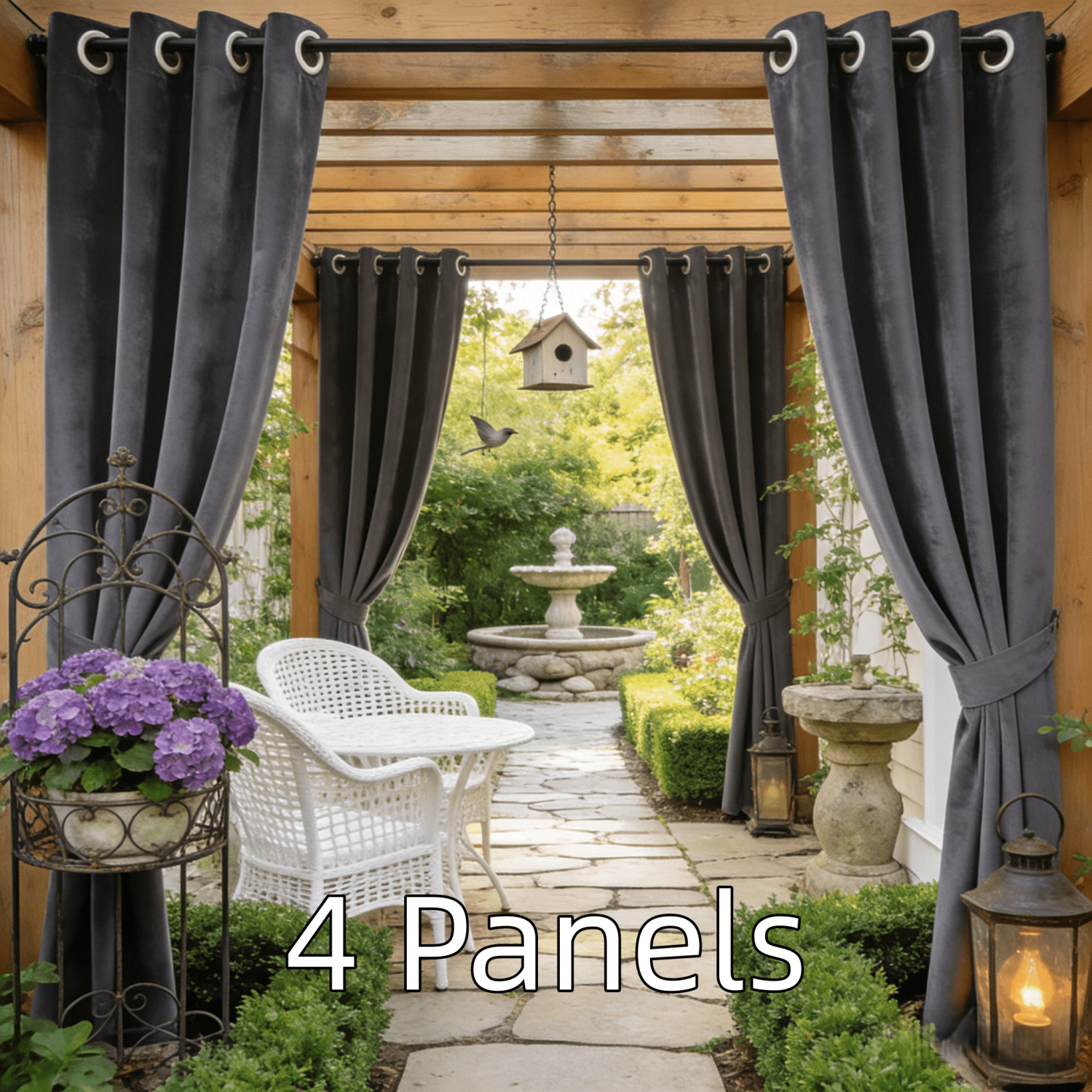 SNITIE Velvet Outdoor Curtains 52x84/96/108 Inch Set of 4 - Grommet Top, UV & Water Resistant, Fade-Resistant, Machine Washable for Gazebo Patio Porch