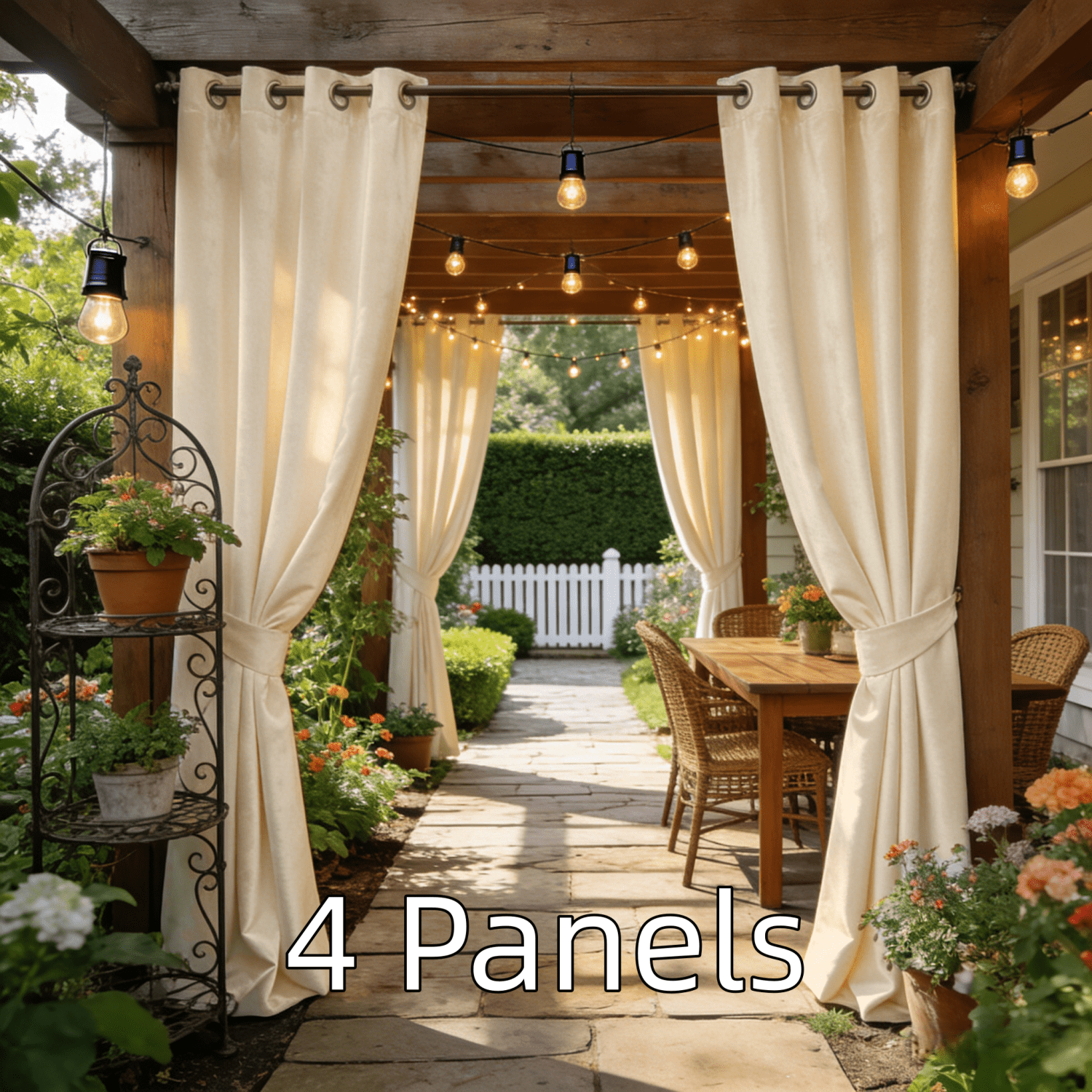 SNITIE Velvet Outdoor Curtains 52x84/96/108 Inch Set of 4 - Grommet Top, UV & Water Resistant, Fade-Resistant, Machine Washable for Gazebo Patio Porch