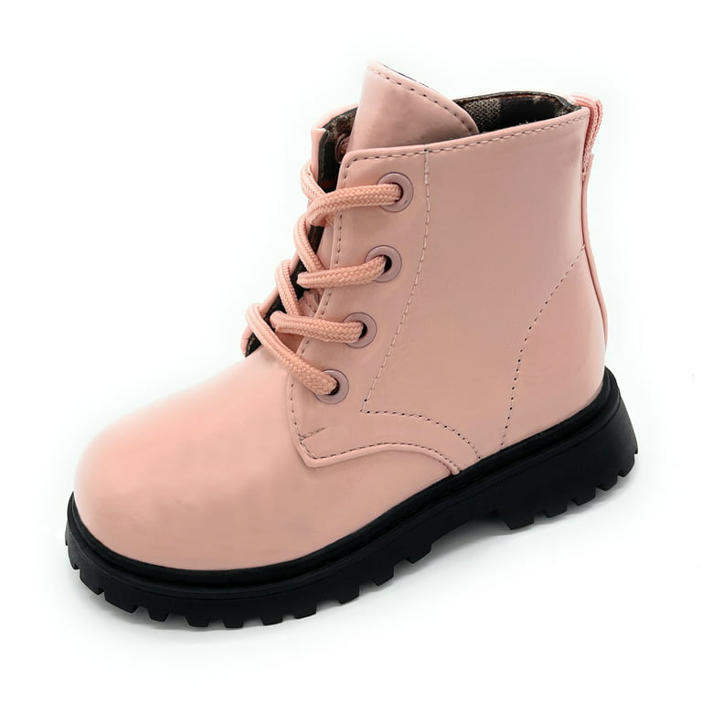 Snj Girl's Pull-On Lace-Up Ankle Boots