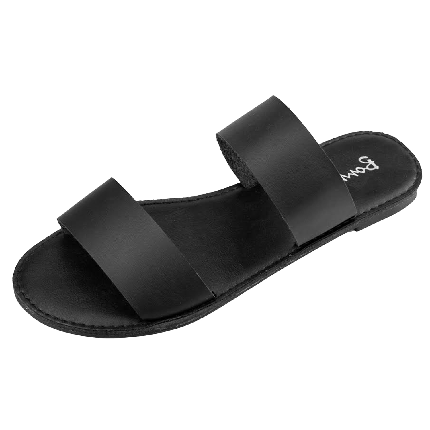 SNJ New Women's Double Strap Band Flat Slide Stud Summer Sandal
