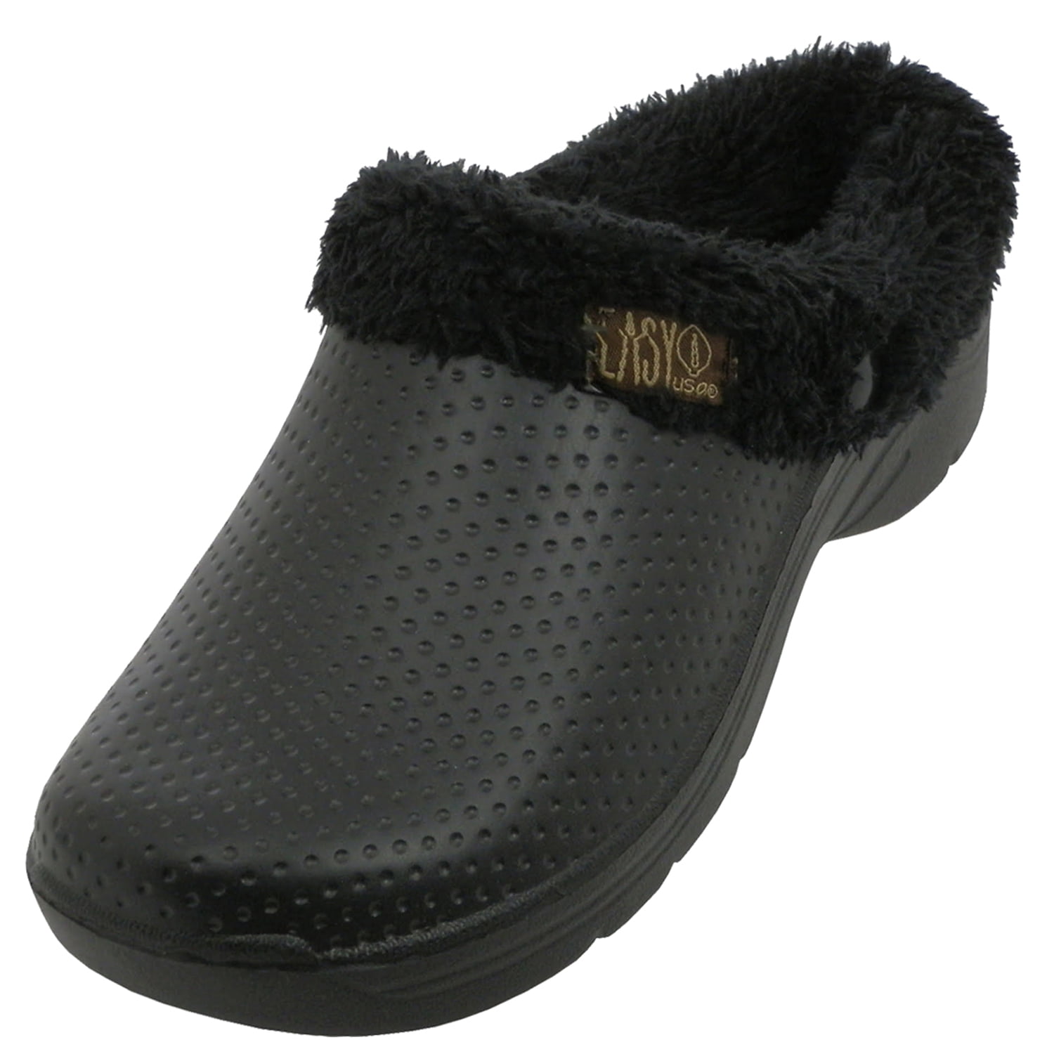 SNJ New Women's Faux Fur Lined Clog House Slipper Garden Indoor Outdoor
