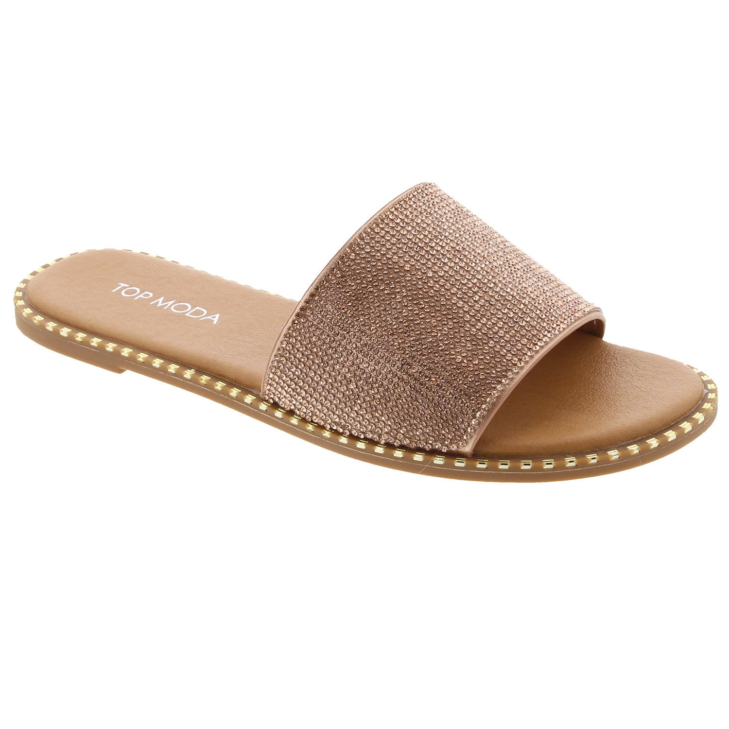 Women's Open Toe Flat Summer Slide Sandal with Gold Liberia Ubuy