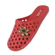 SNJ New Women's Summer Slide Hollow EVA Light Jibbitz Flower Charm Slipper Sandal