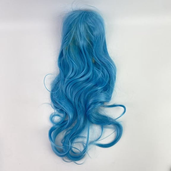 SNJON Hair Wigs,super mini knots 28 inch Fashion Wigs Long Wavy Curly Hair Cosplay Wig (Light Blue)