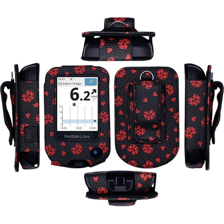 SNK Electric Carrying Cases with Screen Protector for Freestyle Libre 2, 3, Ladybug