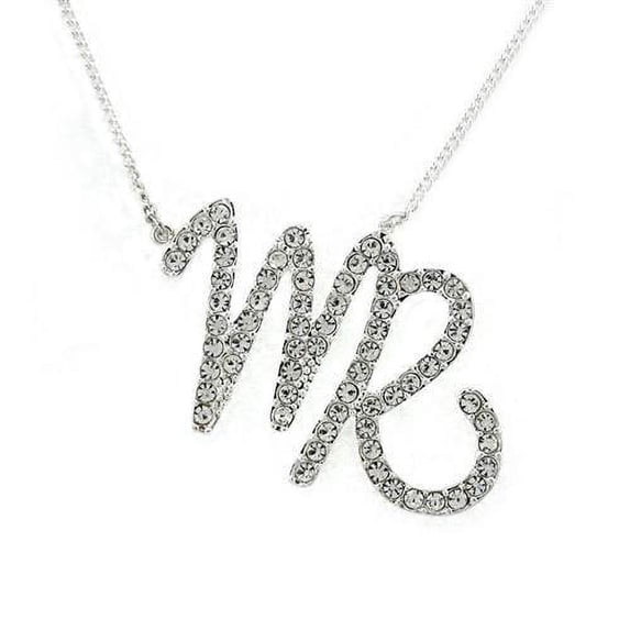 Silver Brass Chain Pendant with Top Grade Crystal in Clear for Women Clear Stone Color Style SNK03 Size 18