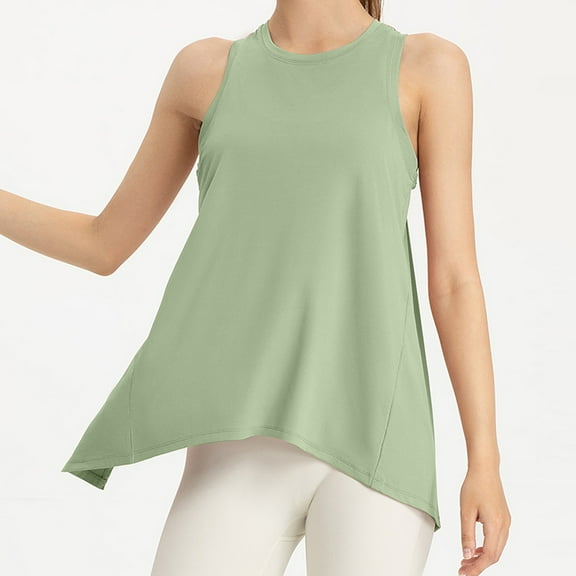 SNKSDGM 4Th of July Brown Crop Tops for Women Women's Plus Red Tank Top Women's Tanks & for Daily Wear Sports Yoga Round Neck Sleeveless Hollow Back for Comfort Style