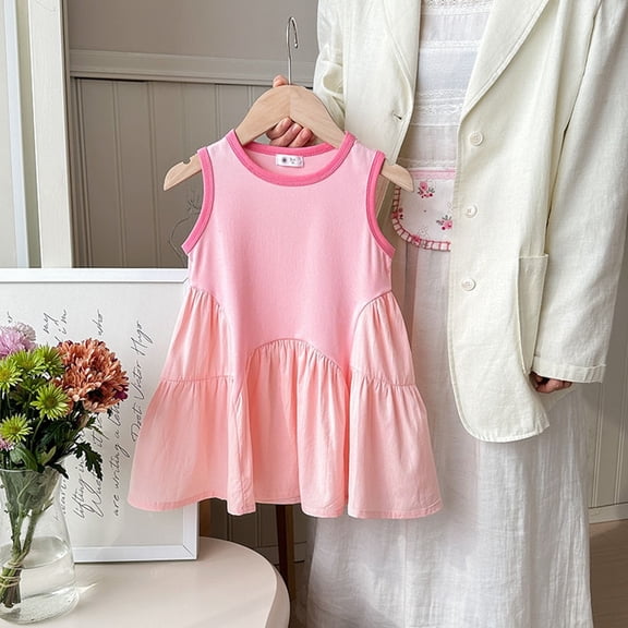 SNKSDGM 4Th of July Flower Girl Dresses Flower Girl Dress Girls Stitching Contrast Color Sleeveless Vest Dress 100