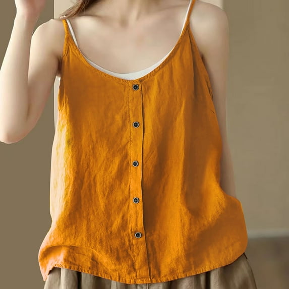 SNKSDGM 4Th of July White Top Women Women's Plus Denim Crop Top Women's Linen Button Down Vest Summer Vintage Blouse