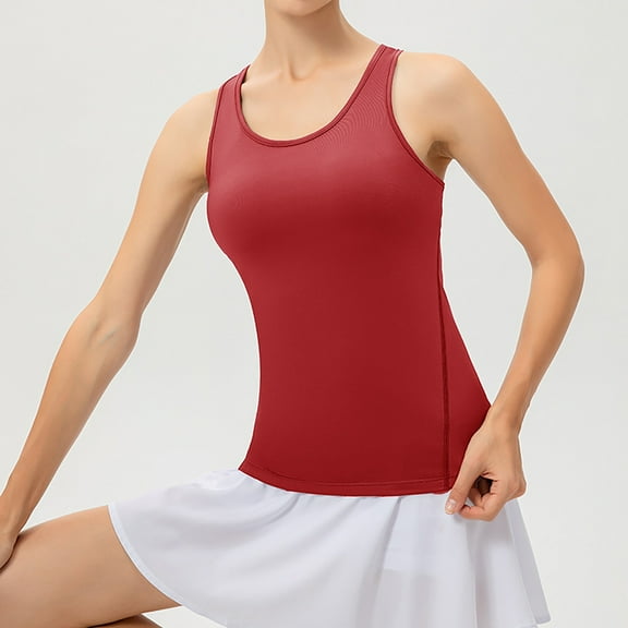 SNKSDGM 4Th of July Womens Summer Tank Tops Women's Plus Brown Crop Tops for Women Women's Solid Color Yoga Vest Sports Quick Drying Vest