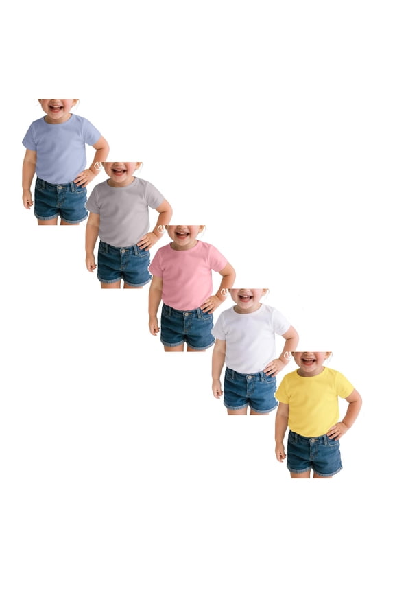 5 Packs Baby Kids Boys Girls Casual Tops for Lightweight Short Sleeve T Shirt Top for 1 6 Years Old 80