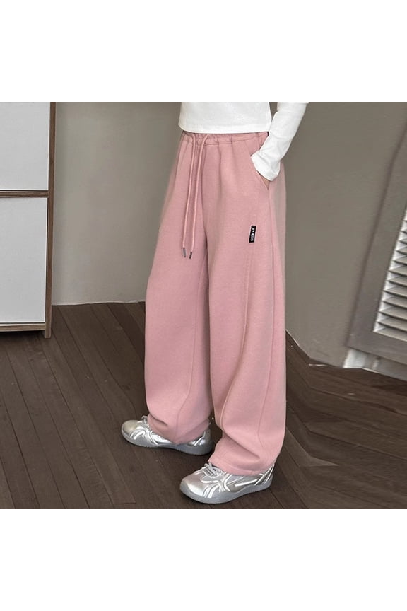 Anniversary Girls Athletic Sweatpants High Elastic Waist Wide Leg Jogger Pants Comfortable Casual Track Pants for 4-12 Year Olds Trendy Loose Fit Dance Pants