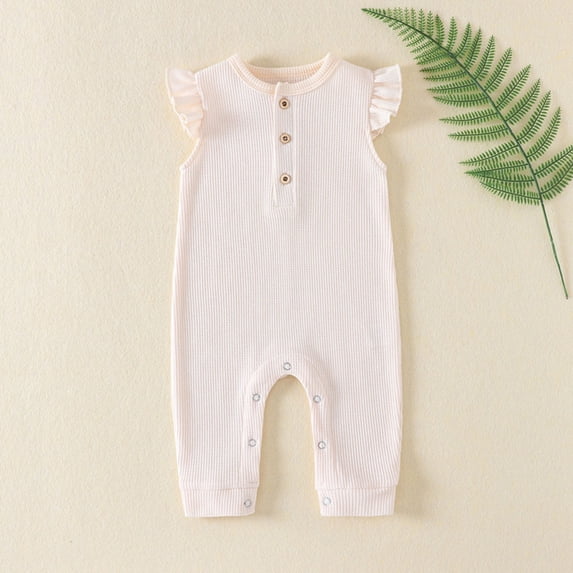 SNKSDGM Baby Boy Clothes 0-3 Months Pants Independence Day Baby Boy Girl Solid Romper Ruffle Short Sleeve Jumpsuits Clothes 0-3 Months