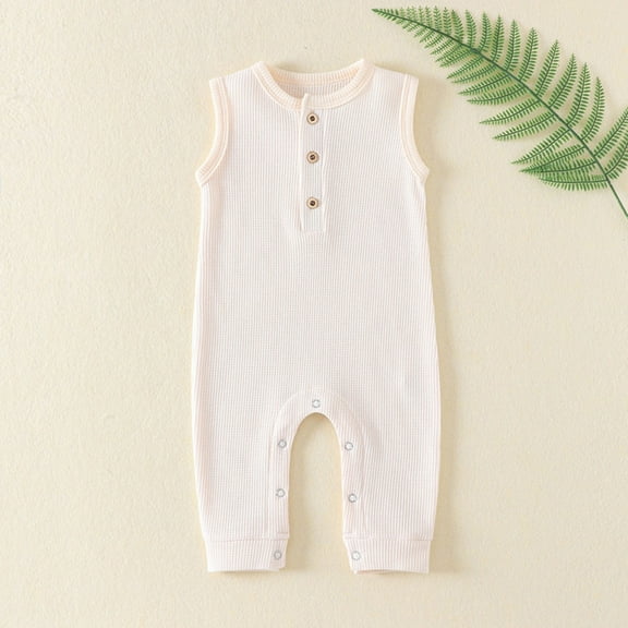 SNKSDGM Baby Boy Clothes 18-24 Months Winter July 4 Baby Boy Girl Sleeveless Romper Clothes Solid Unisex Knitted Bodysuit Jumpsuits 9-12 Months