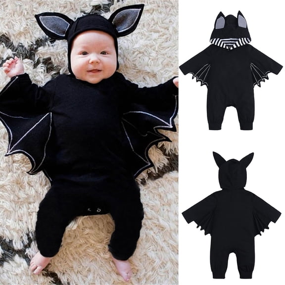 SNKSDGM Baby Boy Rompers 0-3 Months with Hat My First Outfit Baby Boy Girl Clothes Bat Clothes Hoodie Romper Playsuit Jumpsuits 0-3 Months