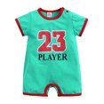 thumbnail image 1 of SNKSDGM Baby Boy Rompers Baby Basketball Themed Outfit Rompers Short Sleeve Sports Clothes Football Shirts 6-12 Months, 1 of 2