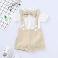 thumbnail image 1 of SNKSDGM Baby Boy's Clothing 0-3 Months Christmas in July Baby Boys Formal Suit Set Short Sleeve Romper Suspenders Shorts Pants Bowtie Wedding Tuxedo Outfits Clothes 6-12 Months, 1 of 2