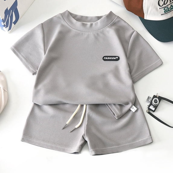 SNKSDGM Baby Clothes Boy 12-18 Months Fall July 4Th New Children's Wear Summer Children's Casual Suit Loose Clothes Boys Short Sleeve Baby Summer 11-12 Years