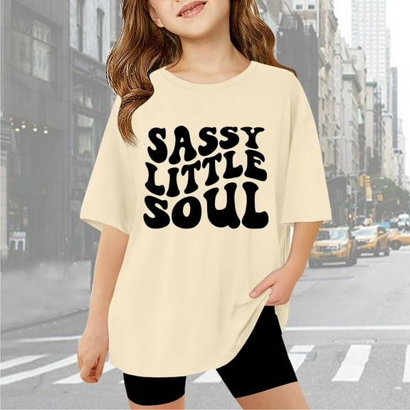 SNKSDGM Baby Girl Late July Cropped Fashion Tshirts Girls Short Sleeve Solid Color Crewneck T-Shirts Letter Funny Cute Fashion Tee Tops Kids Clothes Girls Summer Tops