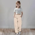 thumbnail image 1 of SNKSDGM Baby Girl Pants 12 Months Medium and Large Children Casual Girls Solid Color Drawstring Sweatpants 13-14 Years, 1 of 5