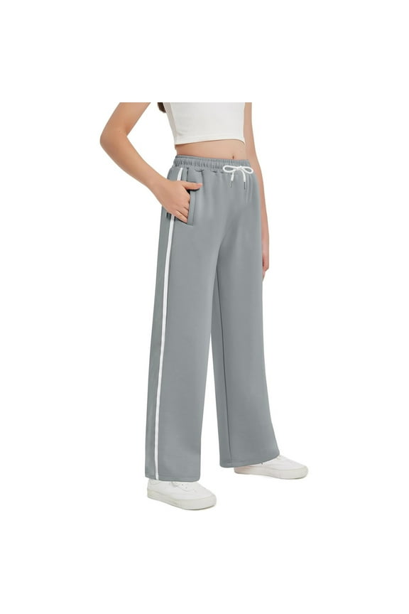 Baby Girl Pants 6-9 Months Jeans Girls Sweatpants Drawstring Wide Leg Loose Teen Sweat Pants Cargo Side Striped Casual Pants with Pockets 6 14Y 9-10 Years