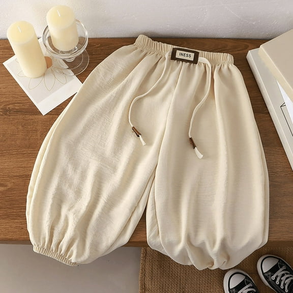 SNKSDGM Baby Girl Pants 6-9 Months Linen Children'sSolid Color Casual Pants Fashion Children'sPants 4-5 Years