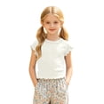 thumbnail image 1 of SNKSDGM Baby Girls' Ruffle Trim Short Sleeve Top, Solid Color Lettuce Edge Basic Tee Comfortable Fit Cropped for Summer & Year-Round Layering White 9-12 Months, 1 of 5
