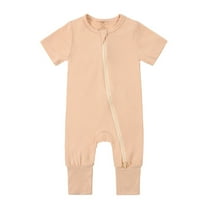 SNKSDGM Baby Jumper July 4Th Baby Rompers Footless Pajamas Zipper Short Sleeve Sleeper Jumpsuit 12-18 Months