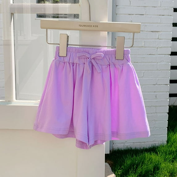 SNKSDGM Back-to-School Girls Casual Shorts Loose Fit Solid Color Comfortable Breathable Summer Pants for Outdoor Sports and Everyday Wear Age 3-12 Years